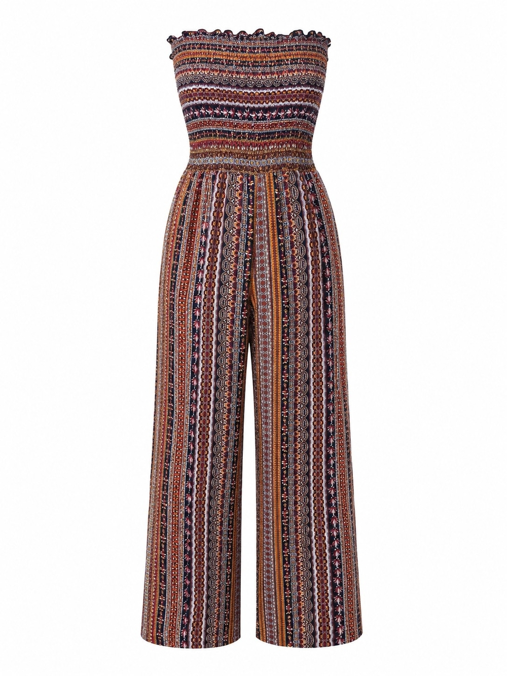 Strapless Smocked Wide-Leg Jumpsuit - Multistripe
